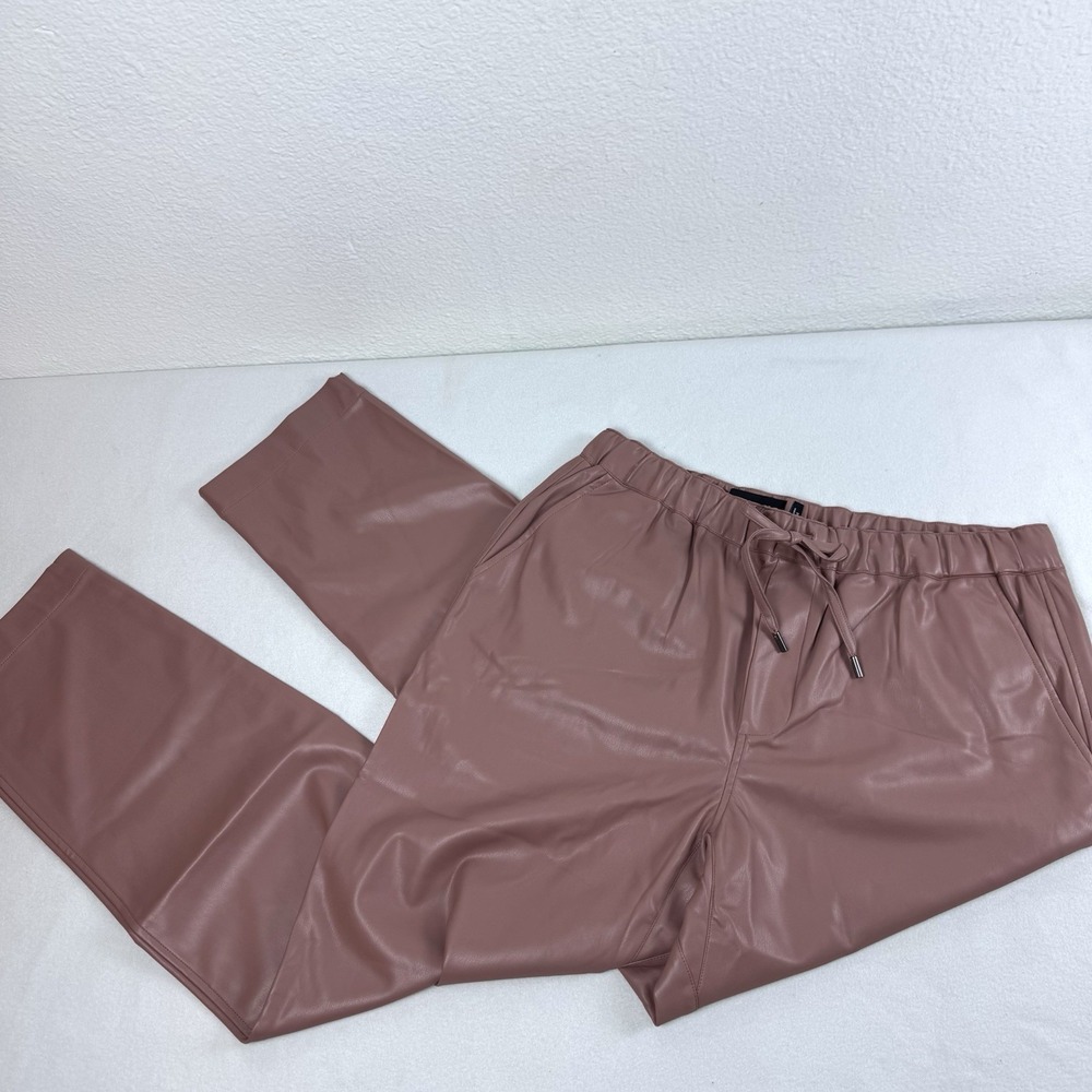 New Wildfang The Empower Vegan Leather Drawstring Pant Womens Large Rose Pink